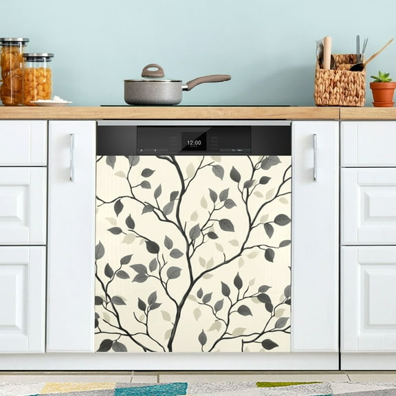 Yayeee Magnetic Dishwasher Cover for The Front Decoration Home Kitchen Machine Sticker Protector, Leaves Pattern