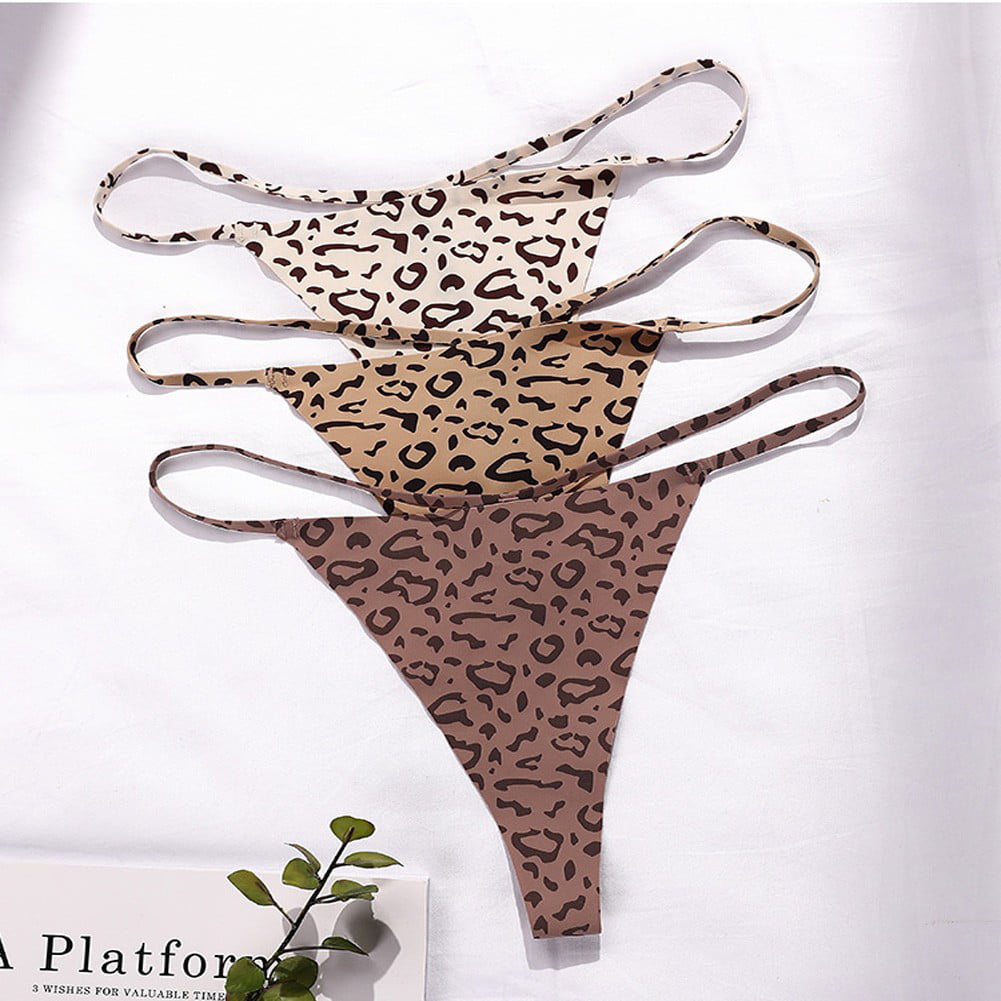 Women Sexy Lingerie Leopard Print Bikini Thong Stretch Charm Soft Panties 