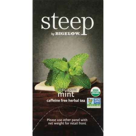 Steep by Bigelow, USDA Organic Mint Herbal Caffeine Free Tea Bags, 20 Count