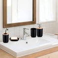 thumbnail image 5 of Juego de accesorios de baño de 5 piezas con cubierta de bambú, juegos de decoración de baño de plástico, soporte para cepillo de dientes, vaso para cepillo de dientes, dispensador de jabón, jabonera,, 5 of 5
