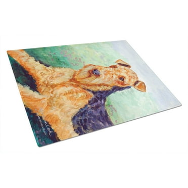 Carolines Treasures 7239LCB Airedale Glass Cutting Board - Large- 15 x 12 in.