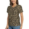 thumbnail image 2 of Vsdgher Leopard Print-1 Women Shirts V Neck Short Sleeve Tops T-Shirt Basic Tees, S to 3XLSmall, 2 of 5