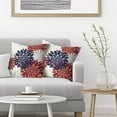 thumbnail image 2 of 4th of July Pillow Covers 18x18 Set of 2, Red Navy Blue Dahlia Floral Decorative Throw Pillows Linen Geometric Flower Modern Style Cushion Pillow Covers for Sofa Couch Outdoor Decor, 2 of 6