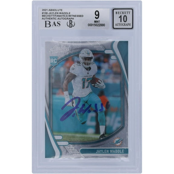 Jaylen Waddle Miami Dolphins Autographed 2021 Panini Absolute #106 Beckett Fanatics Witnessed Authenticated 9/10 Rookie Card - Fanatics Authentic Certified