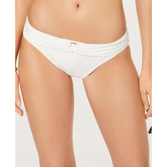 Michael Kors Women's Logo Ring Bikini Bottoms Swimsuit White Size Medium