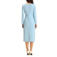 thumbnail image 3 of INSPIRE CHIC Women's Knee Length Pencil Dress Long Sleeve Tie Waist Church Work Sheath Dresses 2XL Light Blue, 3 of 5