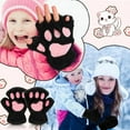 thumbnail image 5 of Women Girls Cat Paw Gloves, Faux Fur Cute Kitten Wolf Bear Claw Fingerless Winter Plush Gloves, Half Finger Cosplay Furry Cat Mittens, 5 of 8
