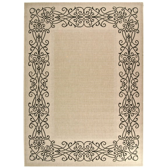 Safavieh Courtyard Ellie Oriental Indoor/Outdoor Area Rug, Sand/Black, 6'7" x 9'6"