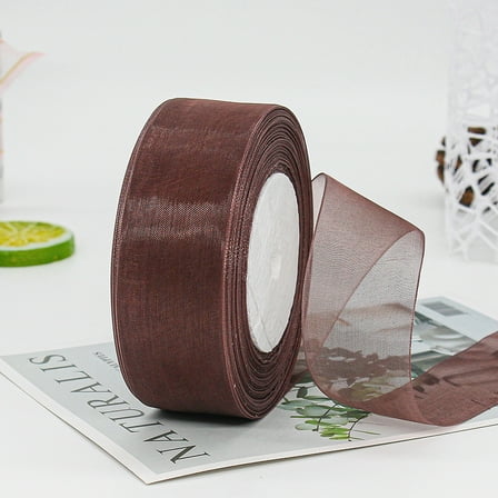 ERDOUY 50 Yard 1.6 Inch Wide Sheer Organza Ribbon, Chiffon Tulle Mesh Style for Gift Wrapping, Christmas Tree Decor & DIY Crafts, Weddings, Coffee
