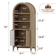 thumbnail image 2 of 72" Tall Arched Bookcase, Oak Large Floor Standing Bookshelf with Fluted Doors, Book Case for Living Room Hallway Kitchen Home Office Bedroom, 2 of 7