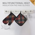thumbnail image 4 of Yayeee Oven Mitts and Pot Holder Set of 2 Heat Resistant Kitchen Gloves Baking Hot Pad, Red Tartan Pattern, 4 of 5