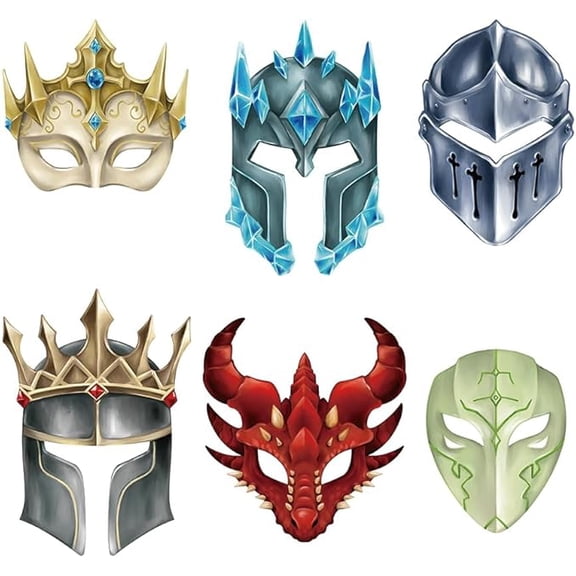 Cheerland 12 Masks Fantasy Mask Set Medieval Party Costume Dragon Knight Props Elemental Spirit Cosplay Fairy Tale Paper