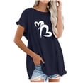 thumbnail image 1 of Blusa de manga corta con estampado regular de flecos y cuello redondo de algodón y cáñamo para mujer OAVQHLG3B Store  lin121212, 1 of 5