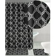 thumbnail image 5 of 15-PC Ryan Black High Quality Jacquard Bathroom Bath Rug Set Washable Anti Slip Rug 17"x28", Contour Mat 17"x17" with Non-Skid Rubber Back and Shower Curtain 12 rings covered, 5 of 5