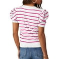thumbnail image 4 of UVN Striped Tops for Women Summer Short Puff Sleeve Pullover Blouses Casual Crewneck Knit T Shirts, 4 of 8