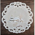 thumbnail image 4 of Doily Boutique Christmas Doily or Placemat with Reindeer and Cabin on Tan Burlap Linen Fabric Size 15 inches, 4 of 4
