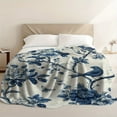 thumbnail image 2 of 1pc Lightweight Flannel Blanket - Blue Birds & Blossoms Vintage Floral Print, Soft All-Season Throw for Home, Car, Camping, Office - Cozy Decorative Bedding Accessory, Blanket for Bed, Car Comfort It, 2 of 10