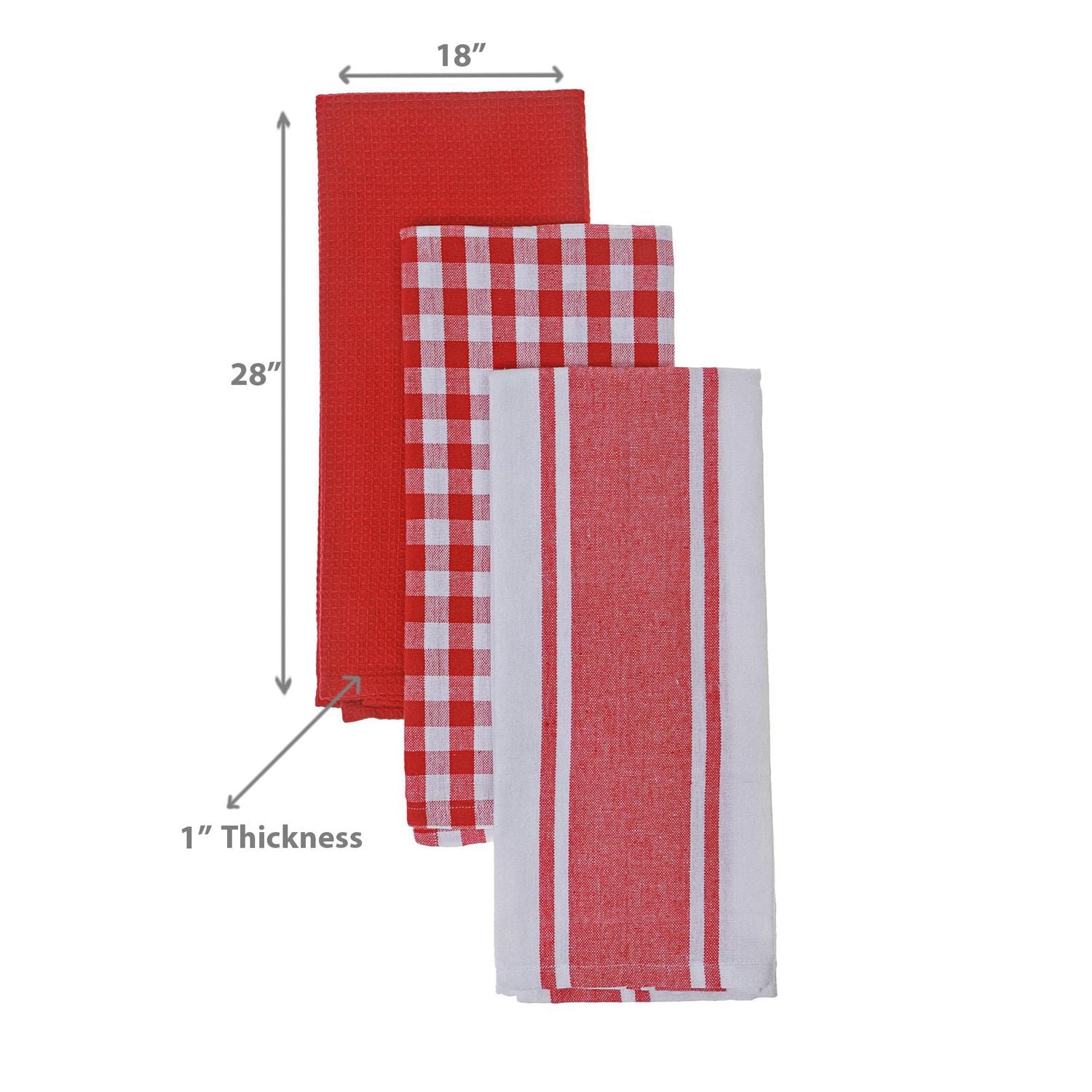3 Pack De Serviettes De Cuisine Ensemble Rouge Rouge