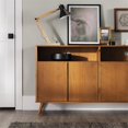 thumbnail image 3 of Kenswick 60" Chevron Console de Télévision 4 Portes avec Étagères Réglables en Caramel, 3 of 12