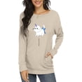 thumbnail image 3 of JuneFish Womens Casual T Shirts Long Sleeve Blouses Tunic Tops with Pockets (Cute Cat), 3 of 5