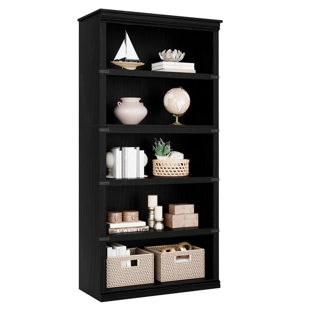 EDTara Rustic Tall Bookshelf, Open Storage Shelf Bookcase for Living Room or Home Office Display