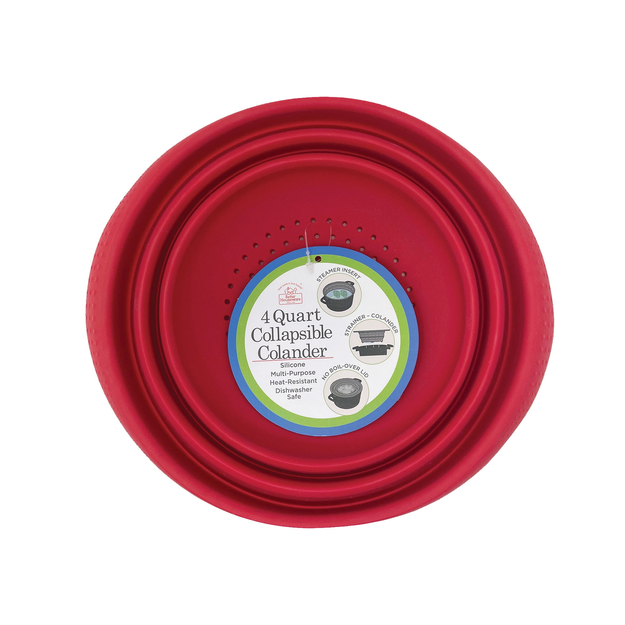 Better Houseware 732/R 4-Qt. Collapsible Silicone Colander (Red)