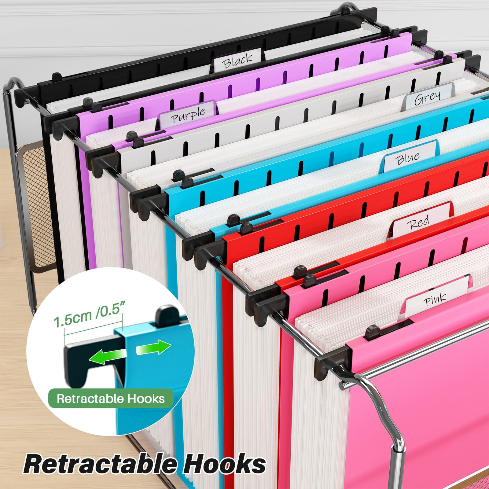 Extra Capacity Plastic Hanging File Folder Letter Size Heavy Duty 2" Expansion With Tabs 12 Pack Reinforced Organizer Filing Cabinet Folders For Office Bulk Files