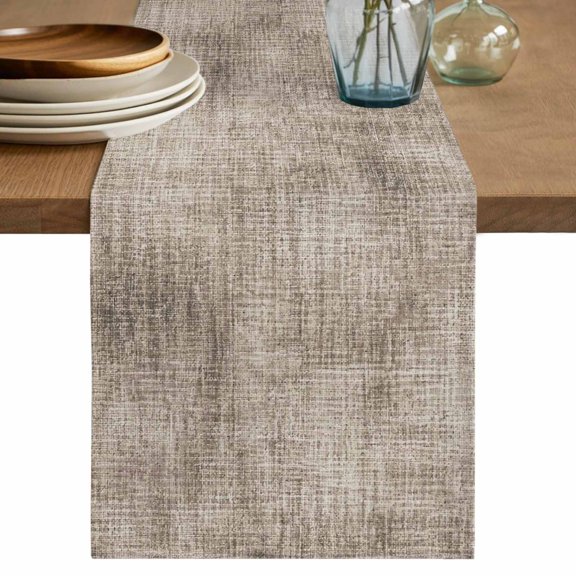 Brown Beige Table Runner, Farmhouse Linen Texture Washable Cotton Linen Table Runners 120 Inches Long, Dresser Scarf Runner for Dining/Living Room/Kitchen/Square Tables 13''x120''
