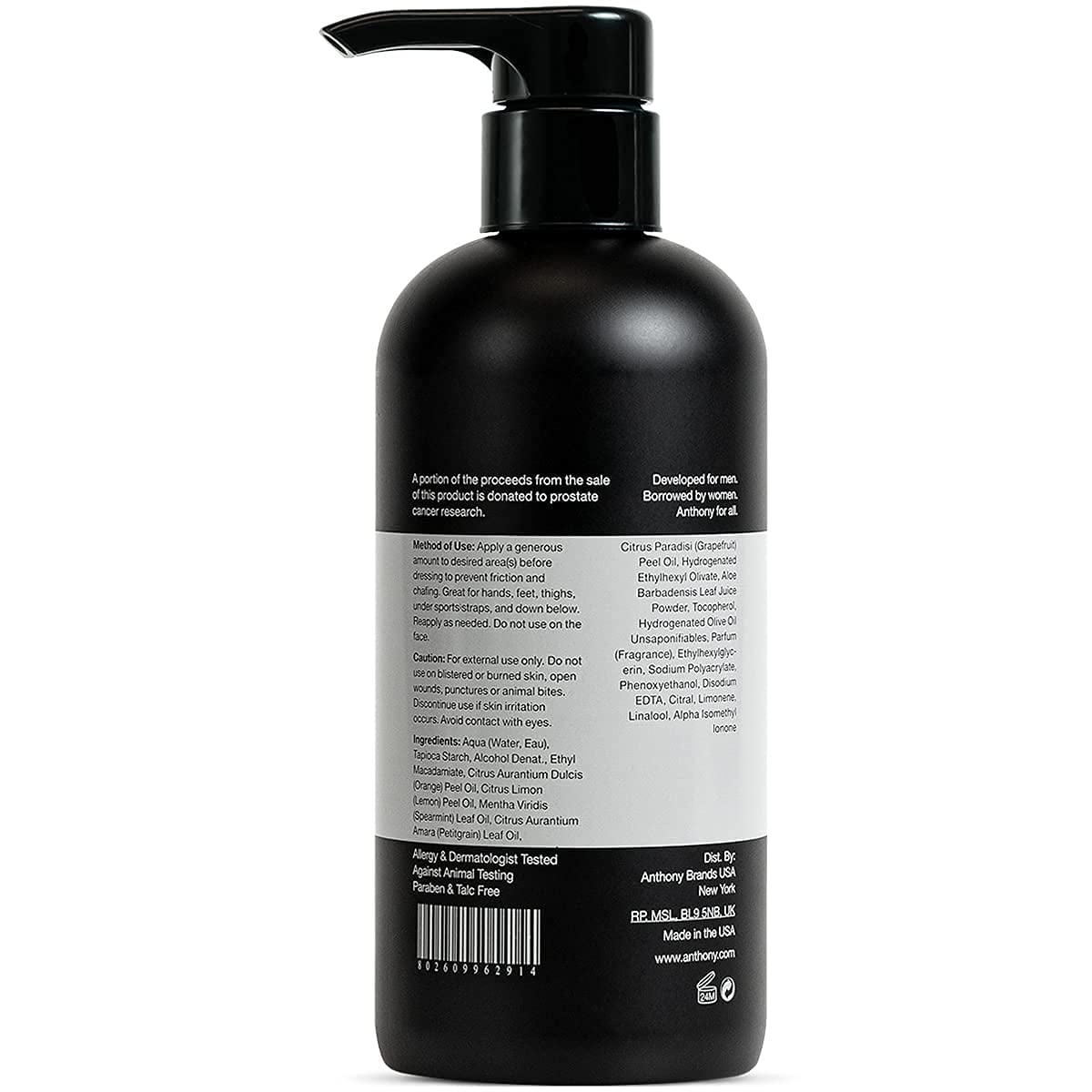 Anthony No Sweat Body Defense, Anti-Chafe Talc Free Cream To Powder Lotion, 16 Fl Oz, and Anthony Glycolic Facial Cleanser, Normal to Oily Skin, 16 Fl Oz