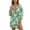 Green Palm Leaf Plumeria, variant on Xixirimido Brown Cowhide Sunflower Print Women's Long Sleeve Button-Up Beach Cover Up, Stylish Versatile Swimwear Cover-Up with Side Slits & Chest Pocket, Size 2XL