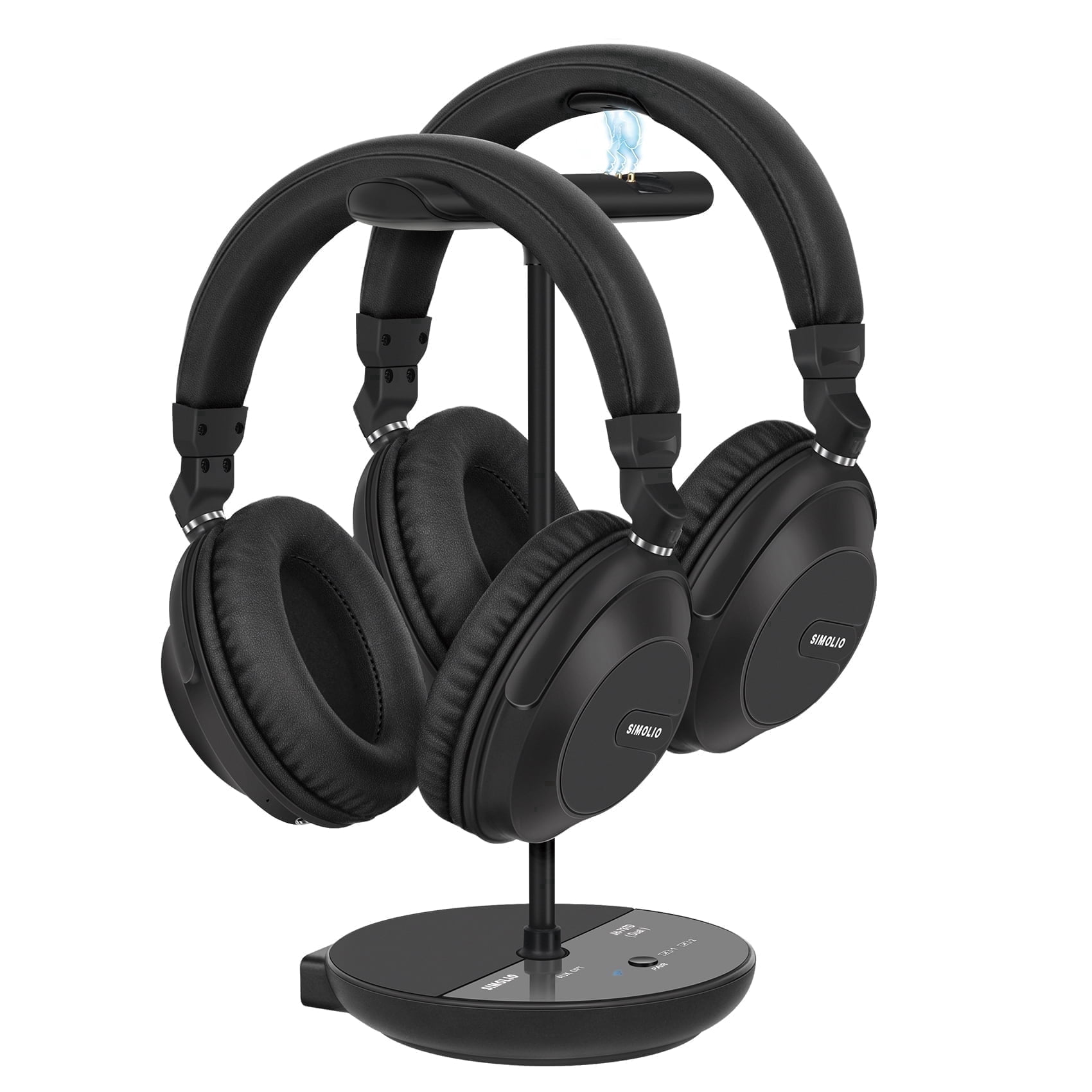 Simolio Dual Wireless Headphones for TV, 100ft Working Range, No Pairing, No Audio Delay, for Seniors, SM-737D2 (New)