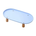 thumbnail image 2 of Soporte elevado para comedero de gatos, de plástico antiderrame y con base de madera. Azul 38cmx21cm, 2 of 9