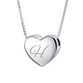 thumbnail image 1 of Personalized Plain Simple Engravable Script Alphabet Letter H Initial Monogram Heart Pendant Necklace Slide Pendant for Women for Girlfriend Polished .925 Sterling Silver Custom Engraved, 1 of 4