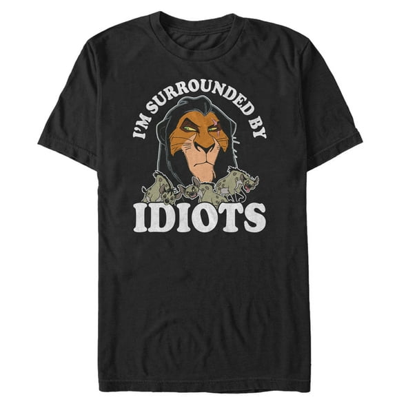 Men's Lion King Scar Surrounded By Hyenas Graphic Tee Black 3X Large