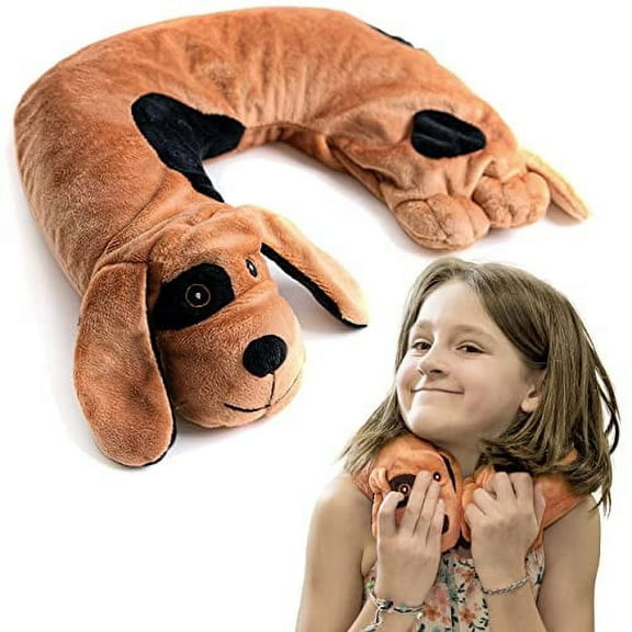 LakiKid Weighted Neck Pillow – Travel Neck Pillow for Kids, Beagle 10” x 8”