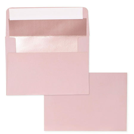 Best Paper Greetings 50-Pack A1 Blush Pink Rose Gold Foil Lined Envelopes for 3x5 Invitation Announcements, Wedding RSVP, Graduation, Birthday, 120gsm, 3.6 x 5.1 (Best Deals On Wedding Invitations)