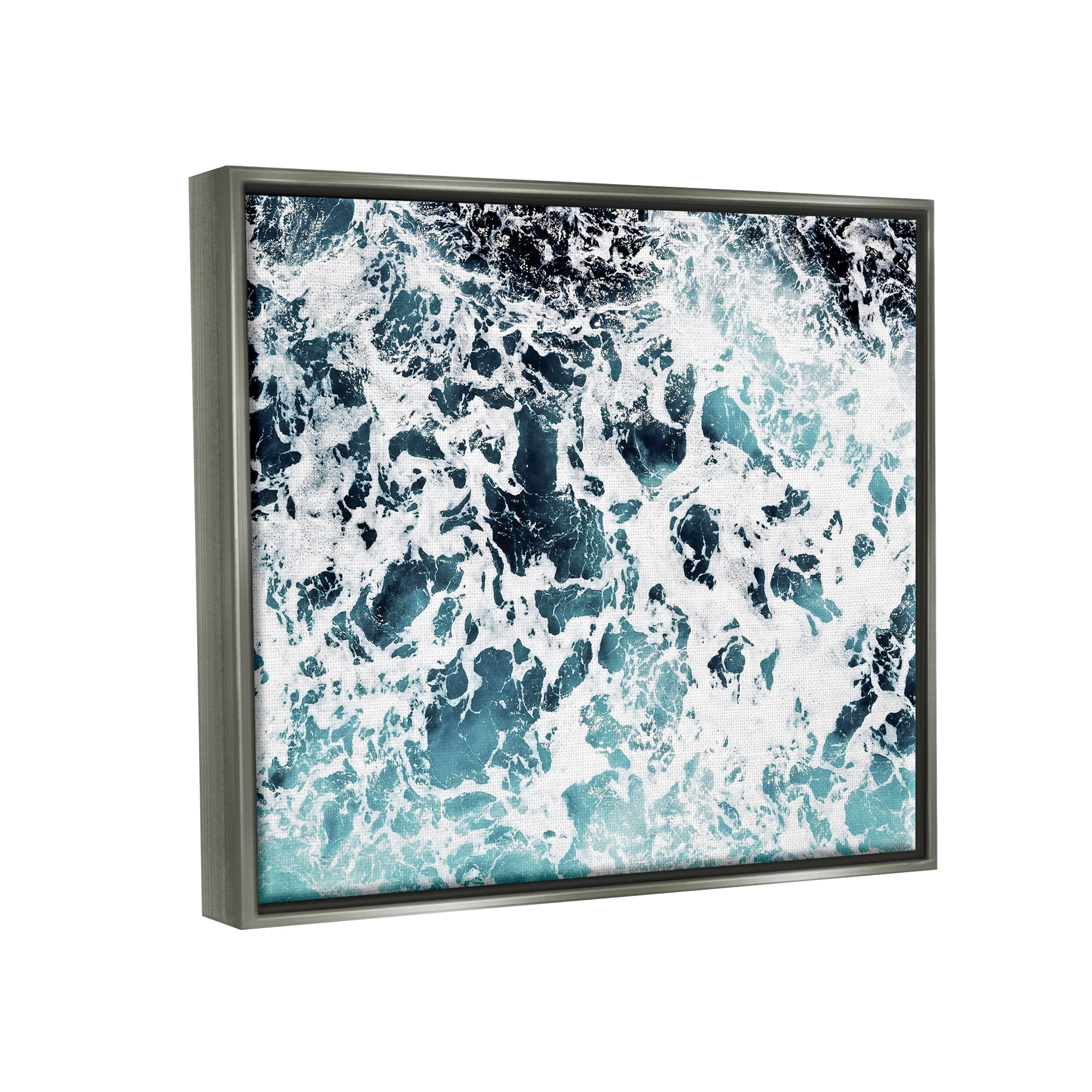 Stupell Industries Abstract Ocean Foam Pattern Nature Painting Gray Floater Framed Art Print Wall Art, 31 x 25