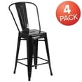 thumbnail image 3 of Flash Furniture Lily Commercial Grade 4 Pack 24" High Black Metal Indoor-Outdoor Counter Height Stool with Removable Back, 3 of 13