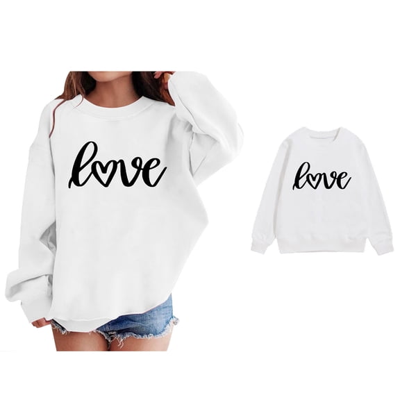 Kid Sweatshirt Valentine Sweatshirt Long Sleeve Casual Love Letter Print Sweatshirts Crew Neck Pullover Sweatshirt Size 7-8 Years Girls Clothes