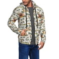 thumbnail image 2 of Uemuo Hawaiian Style for Men's Fashion Full-zip Hoodies & Sweatshirts with Kangaroo Pocket, Zip-up Hooded Sweatshirt, Moisture Wicking & Breathable-Small, 2 of 5