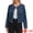 Dark Blue, variant on Women's Collarless Long Sleeve Button Down Casual Denim Jacket 2XL Blue