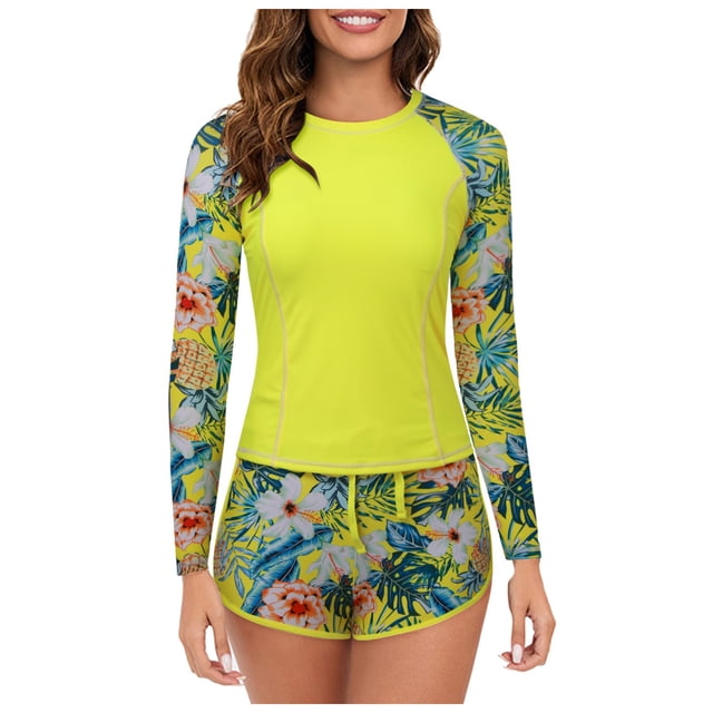 Maillot Dermoprotecteur à Manches Longues pour Femmes 2025, Maillot de Bain Intégré, Protection Upf 50+, Culottes Garçonnes