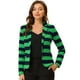 thumbnail image 1 of INSPIRE CHIC Blazer a rayas con cierre de botón y bolsillo con solapa con muesca para mujer Verde azul XS, 1 of 6