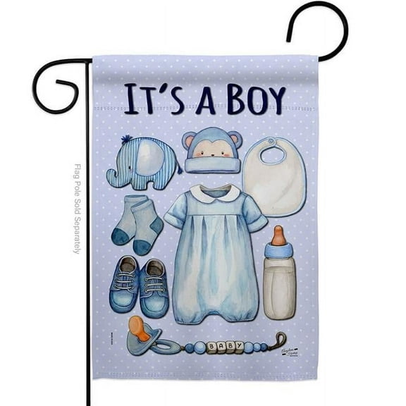 Angeleno Heritage  Baby Boy Celebration New Born Double-Sided Decorative Garden Flag, Multi Color