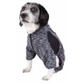 thumbnail image 4 of Pet Life Active 'Downward Dog' Heathered Performance Sudadera con capucha de calentamiento de cuerpo completo en dos tonos, elástica en 4 direcciones, 4 of 8
