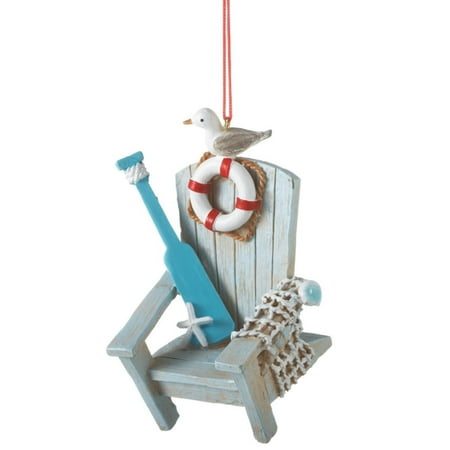 3.25" Beach Party Light Blue Adirondack Chair with Oar and 