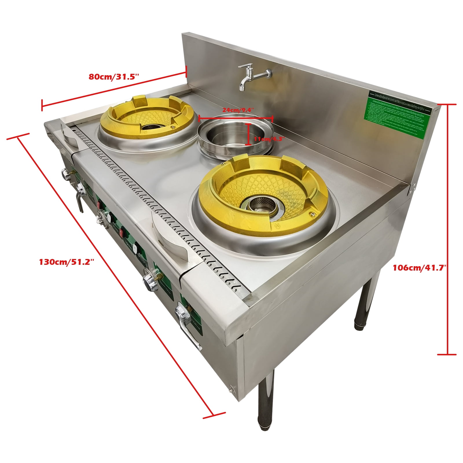 LPG and Natural Gas Chamber Double Burner High Fire Stove Commercial Gas Wok Gas Stove with Baffle AC110V