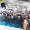 thumbnail image 6 of Japanese Pink Floral Gaming Mouse Pad XL Sakura Cherry Blossom Magnolia Tree Blue Ocean Moon Night Extended Big Large Desk Mat Non-Slip Rubber Base Stitched Edge Long Keyboard Mousepad 31.5×11.8 in, 6 of 6