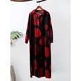 thumbnail image 3 of Vestido largo vintage de algodón para mujer, patrón de anillos de árbol, cuello vuelto, manga lar Romacci Las mujeres sueltas Robe, 3 of 7