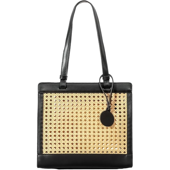 LinYooLi Straw Beach Bag for Women Summer Woven Rattan Tote Bag Straw Purses and Handbags for Vacation with Pendant